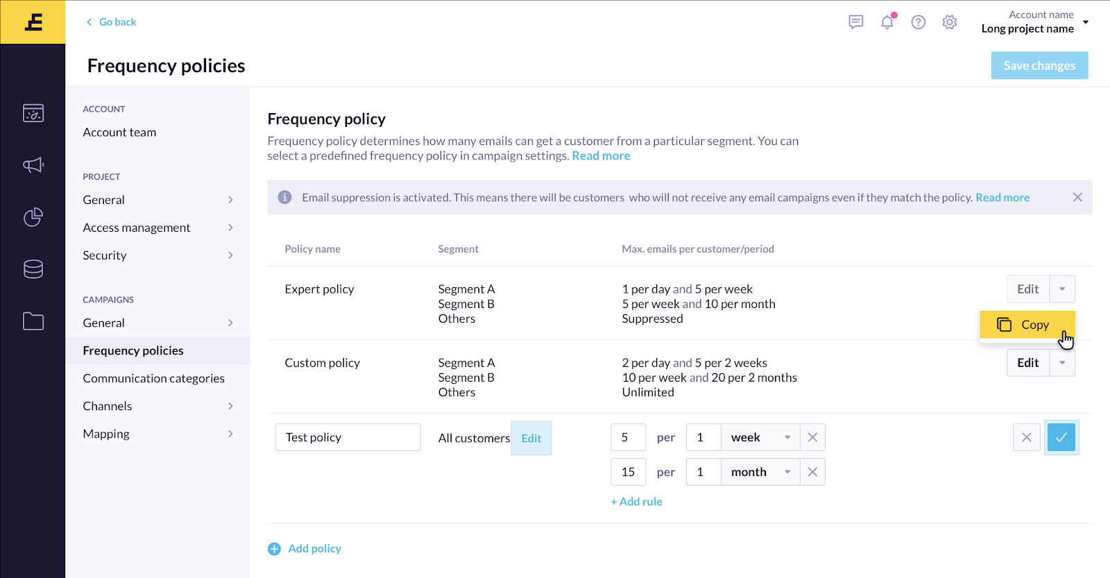 Communication Frequency management